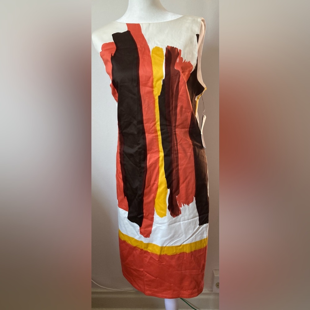 NWT Waist 36“ Neiman Marcus Chetta B Slvlss Multicolor Abstract Aline Dress